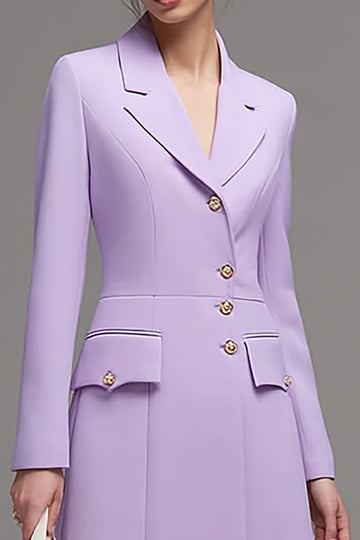 Long Sleeve Lilac A Line Work Dress